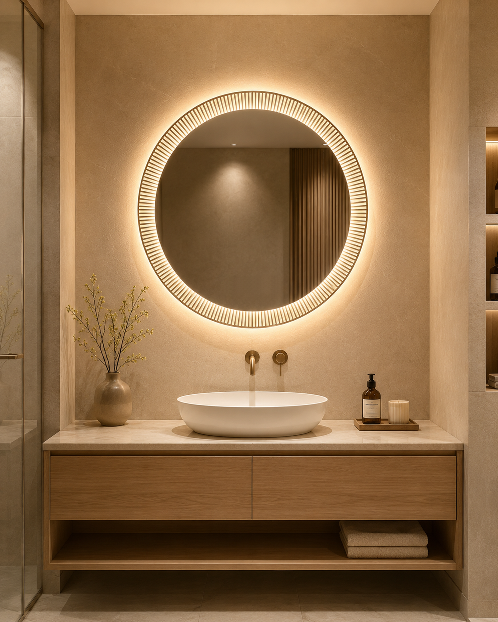 Fluted LED Mirror