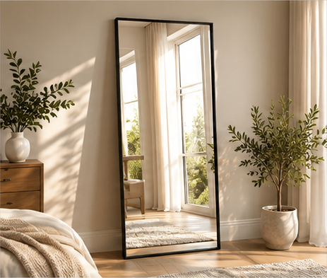 Full length mirror in a warm modern bedroom – SUNQUEEN