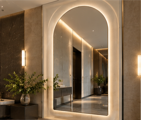 Custom illuminated mirror for a modern commercial interior – SUNQUEEN