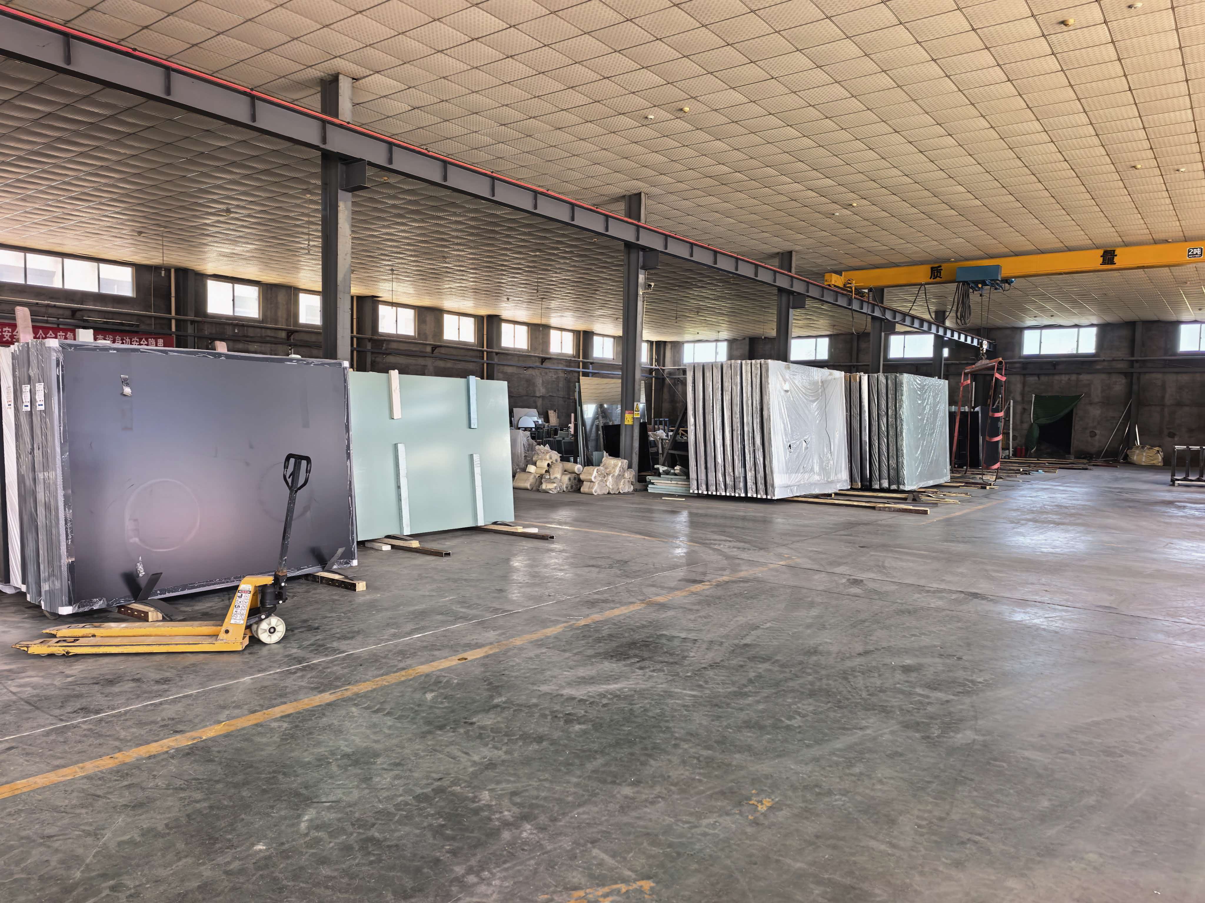 Glass and mirror materials inside a production partner facility