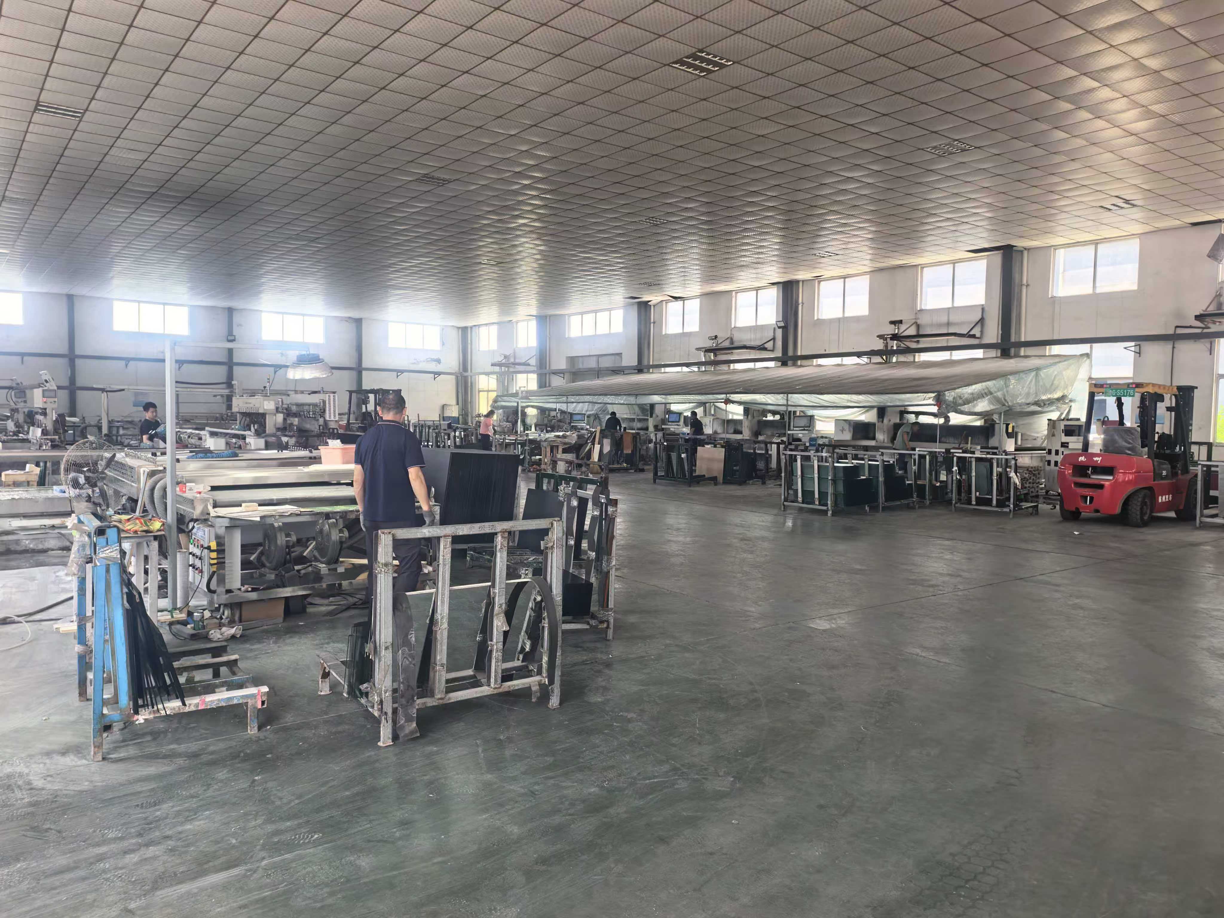 Production partner facility with equipment and mirror panels